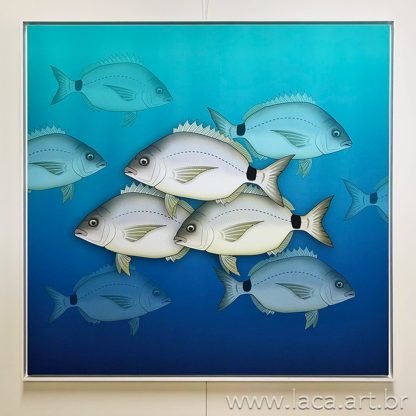 Quadro "Cardume de Marimbás" - Canvas 80X80cm